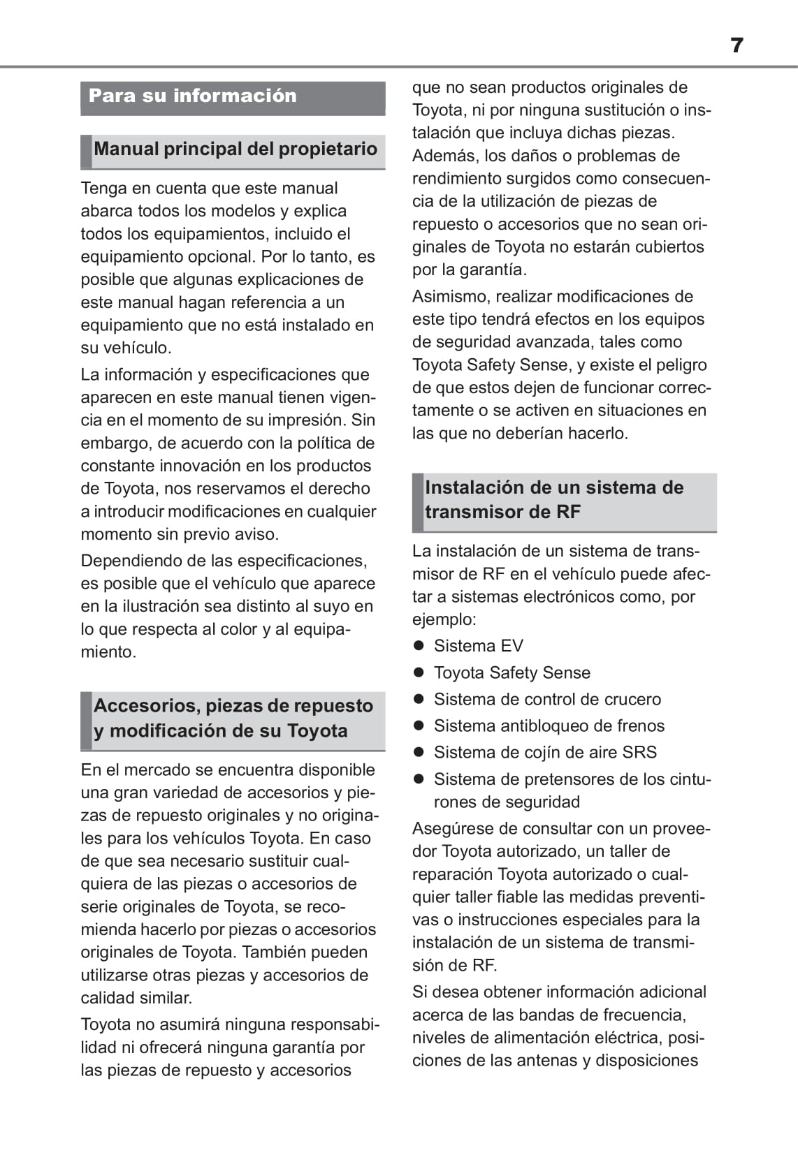 2022-2023 Toyota bZ4X Owner's Manual | Spanish