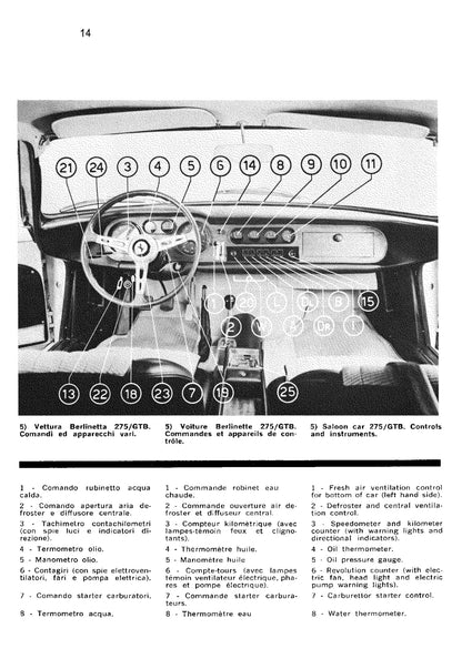 1965 Ferrari 275 GTB/275 GTS Owner's Manual | English