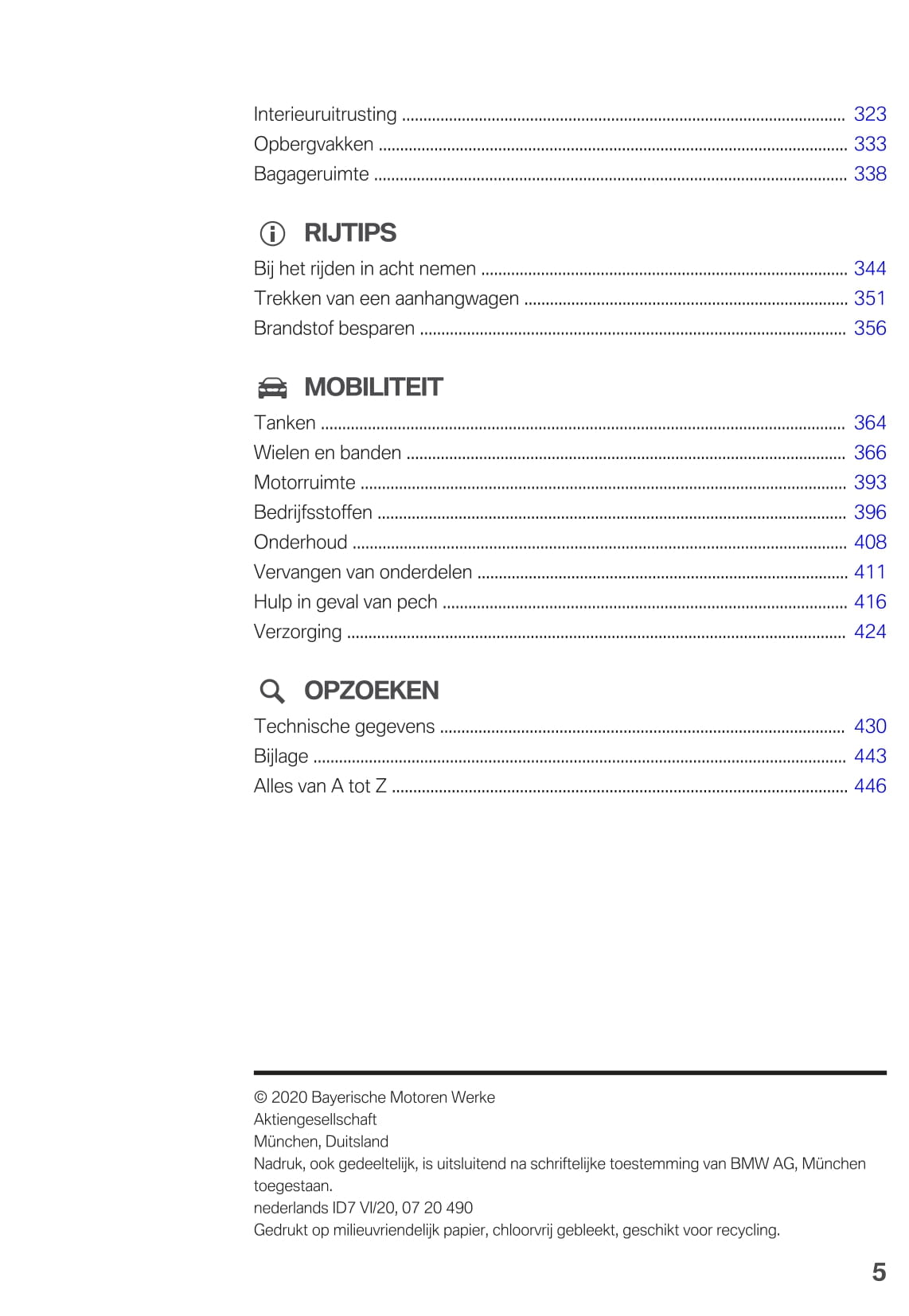 2020-2021 BMW 5 Series Owner's Manual | Dutch