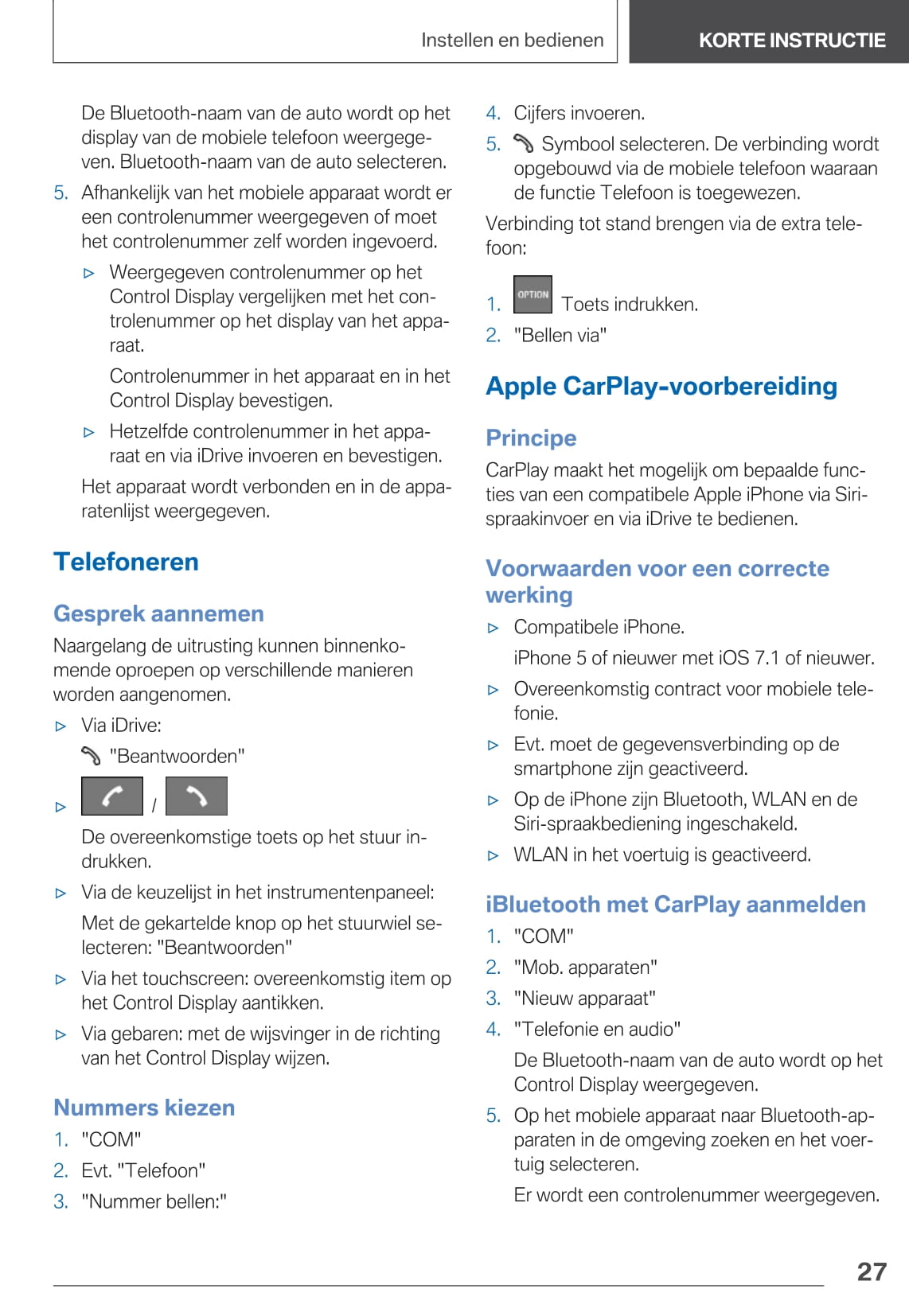 2020-2021 BMW 5 Series Owner's Manual | Dutch