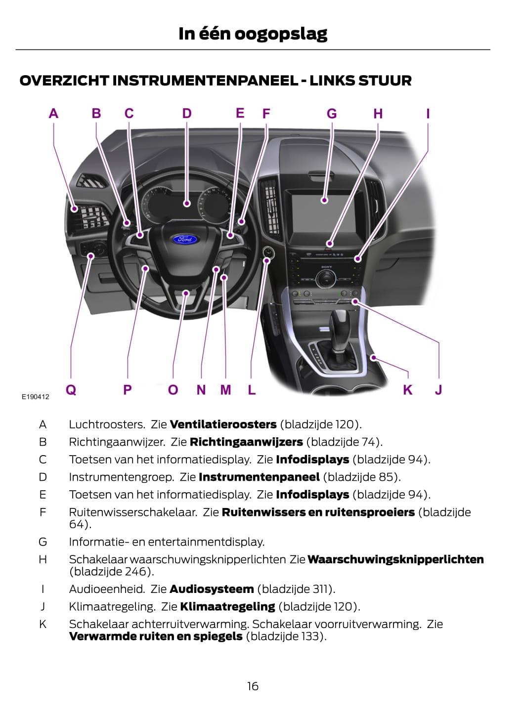 2015-2016 Ford Galaxy/S-Max Owner's Manual | Dutch