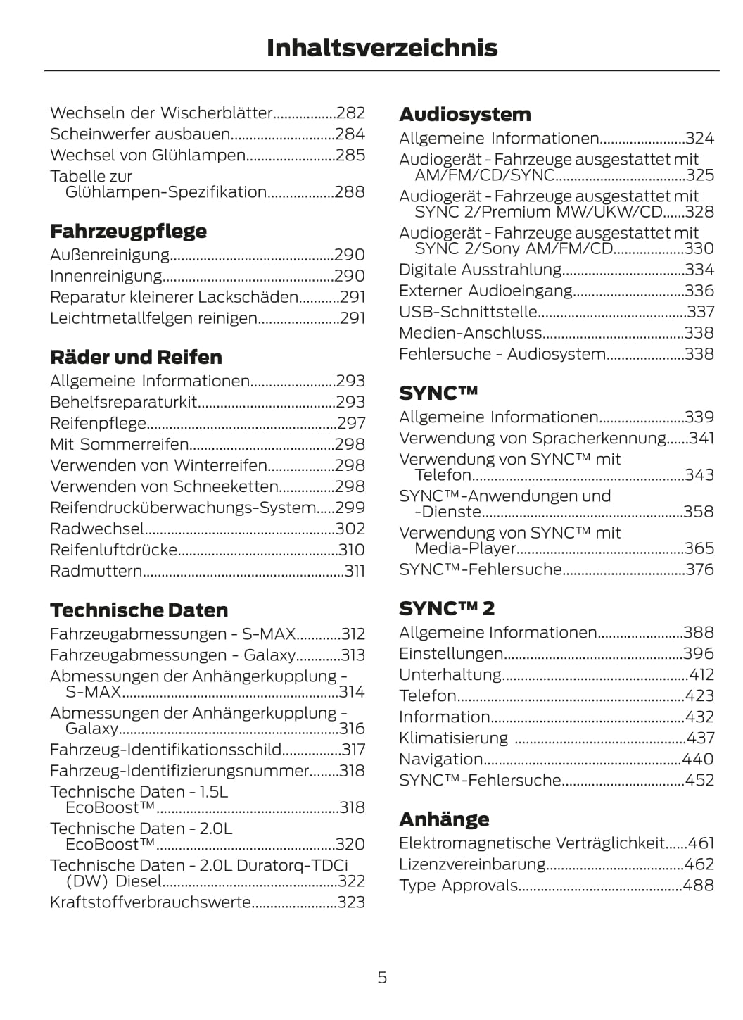 2015-2016 Ford Galaxy / S-Max Gebruikershandleiding | Duits