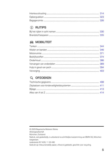 2020-2021 BMW 8 Series Cabrio Owner's Manual | Dutch