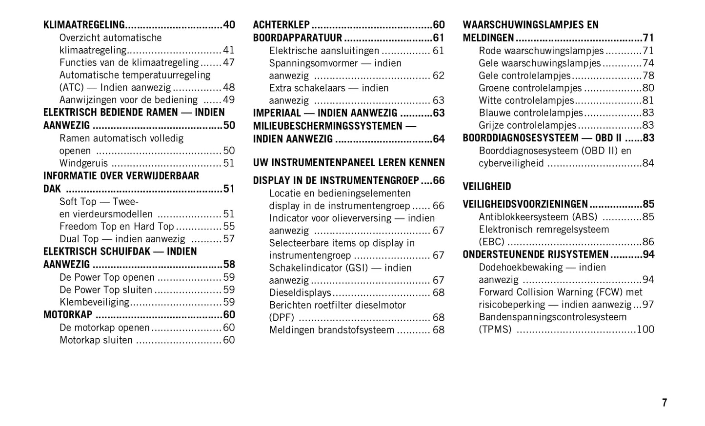 2019-2020 Jeep Wrangler Owner's Manual | Dutch