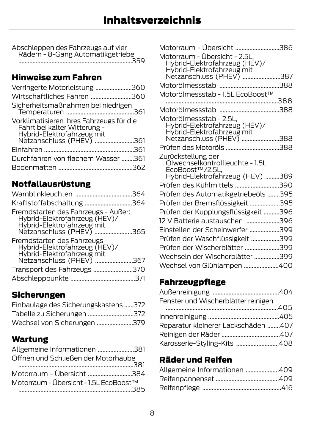 2021 Ford Kuga/Kuga Hybrid Owner's Manual | German