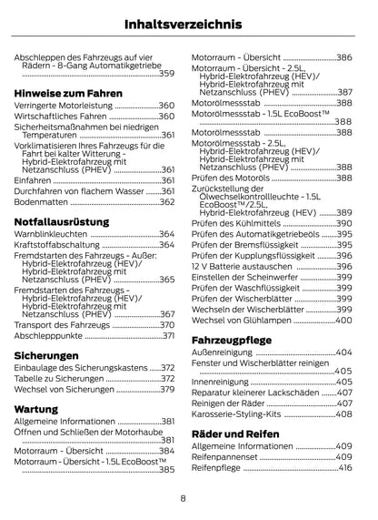 2021 Ford Kuga/Kuga Hybrid Owner's Manual | German