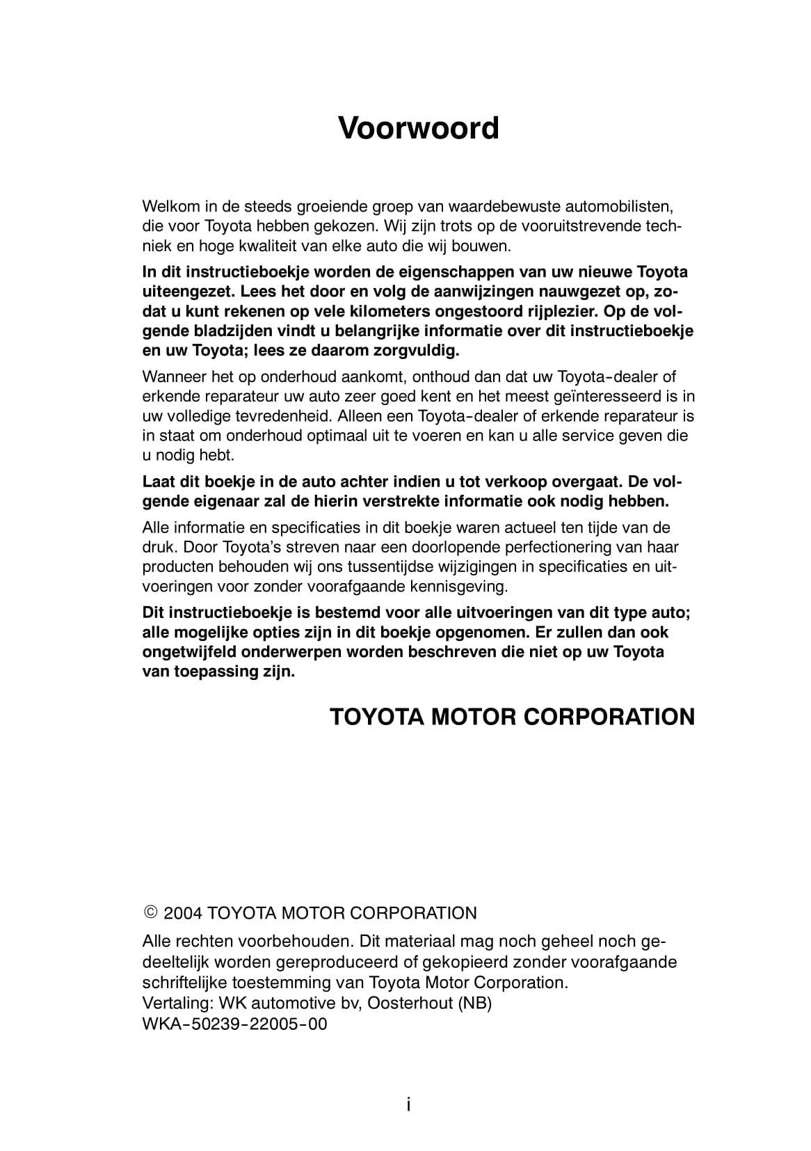 2003-2006 Toyota Avensis Verso Owner's Manual | Dutch