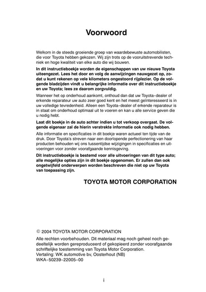 2003-2006 Toyota Avensis Verso Owner's Manual | Dutch