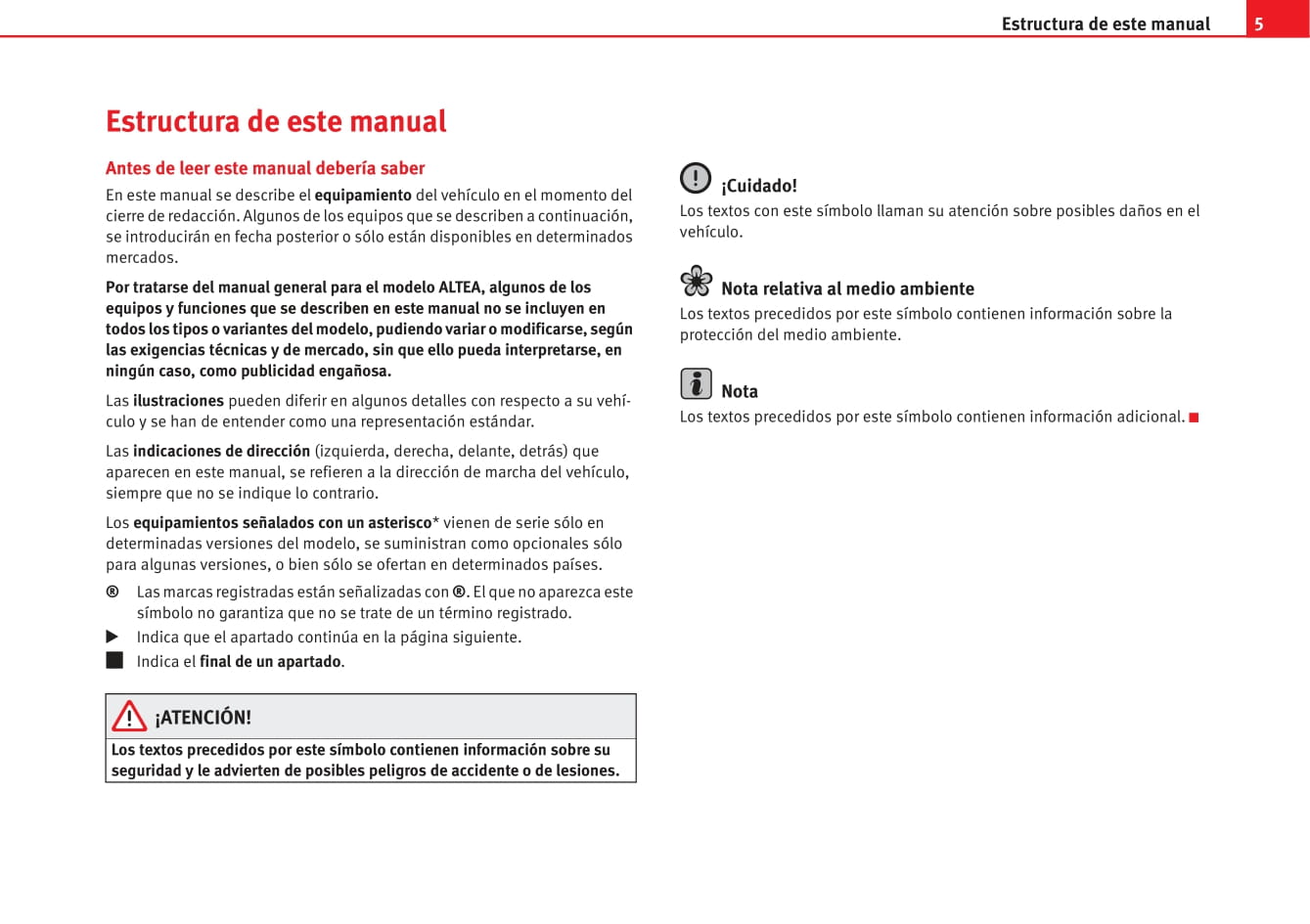 2009-2010 Seat Altea Owner's Manual | Spanish