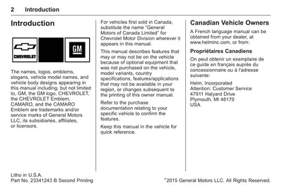 2016 Chevrolet Camaro Gebruikershandleiding | Engels