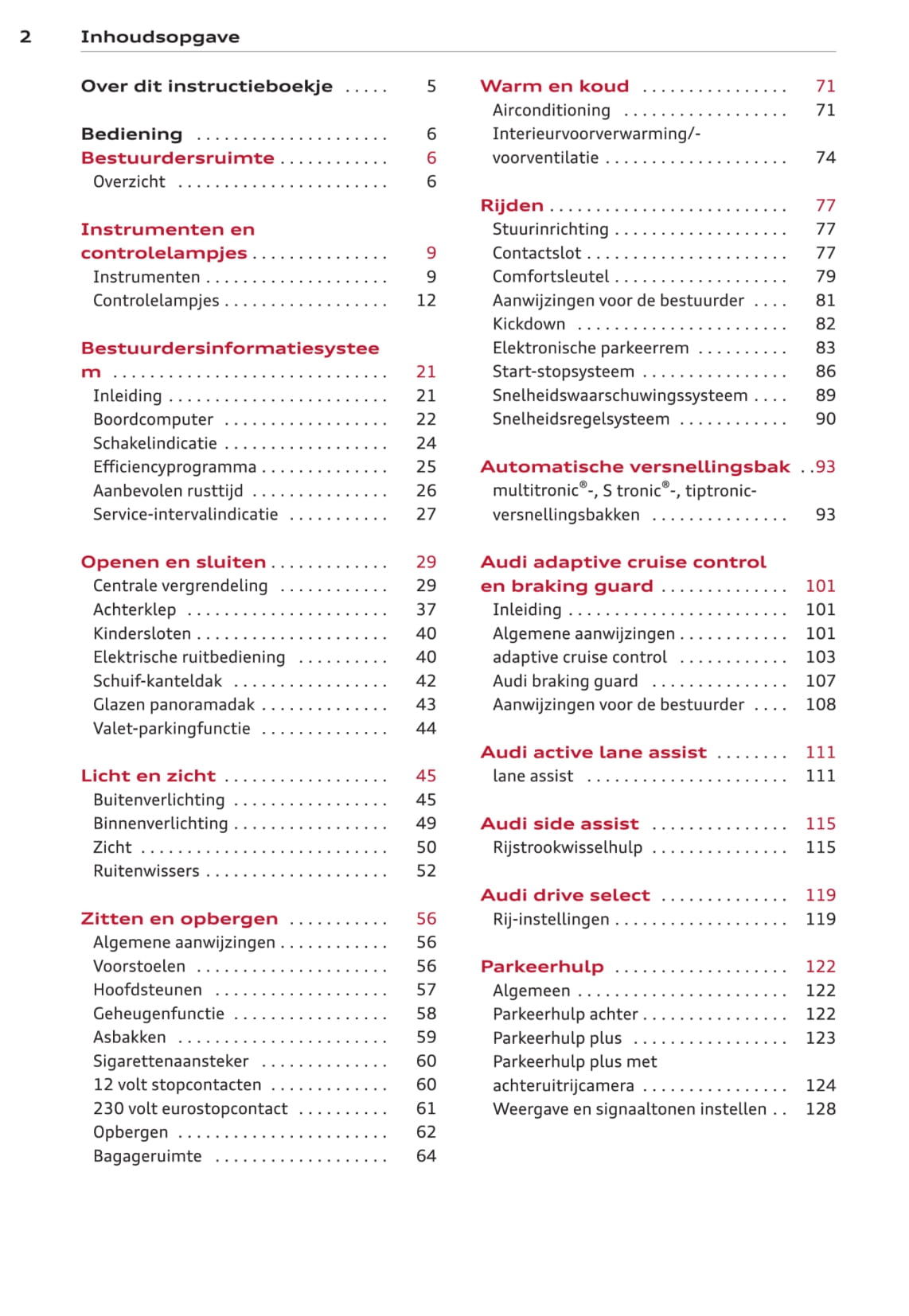 2011-2015 Audi A4/A4 Avant/A4 allroad/S4/S4 Avant Owner's Manual | Dutch