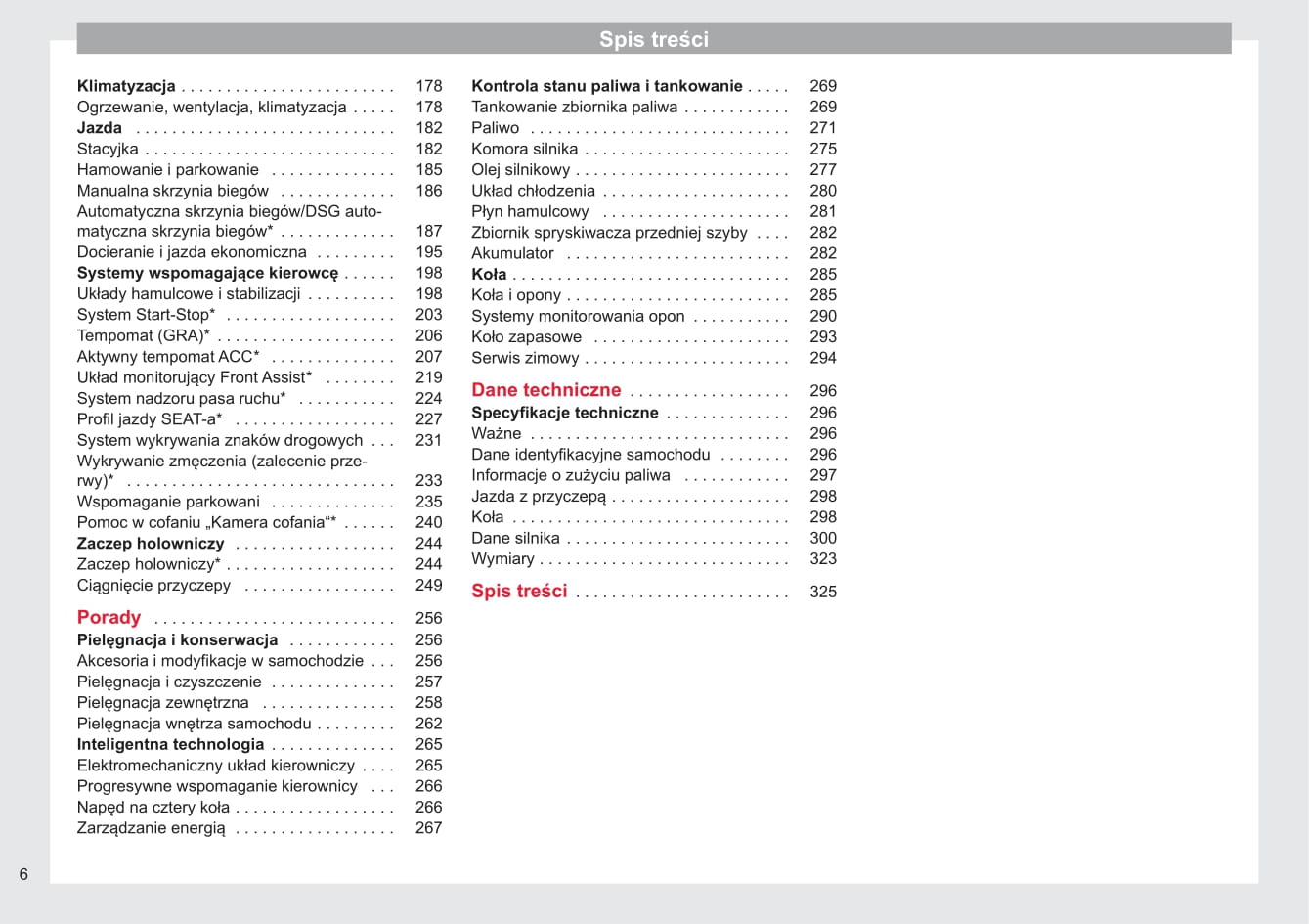 2015-2016 Seat Leon Owner's Manual | Polish