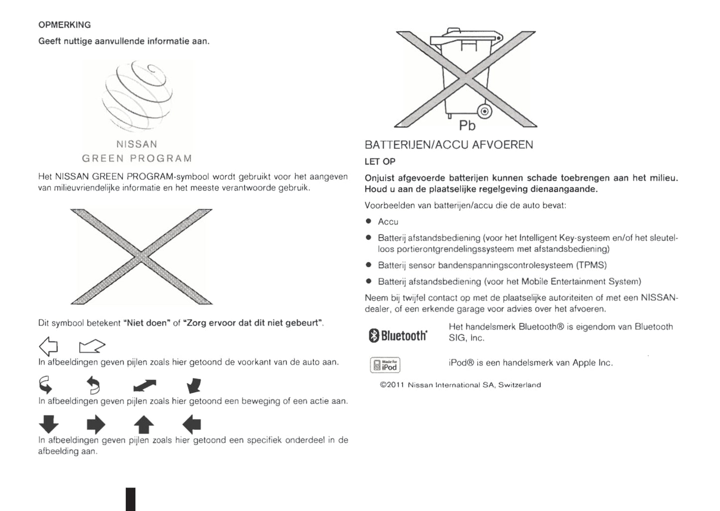 2011-2012 Nissan NV200/NV200 Evalia Owner's Manual | Dutch