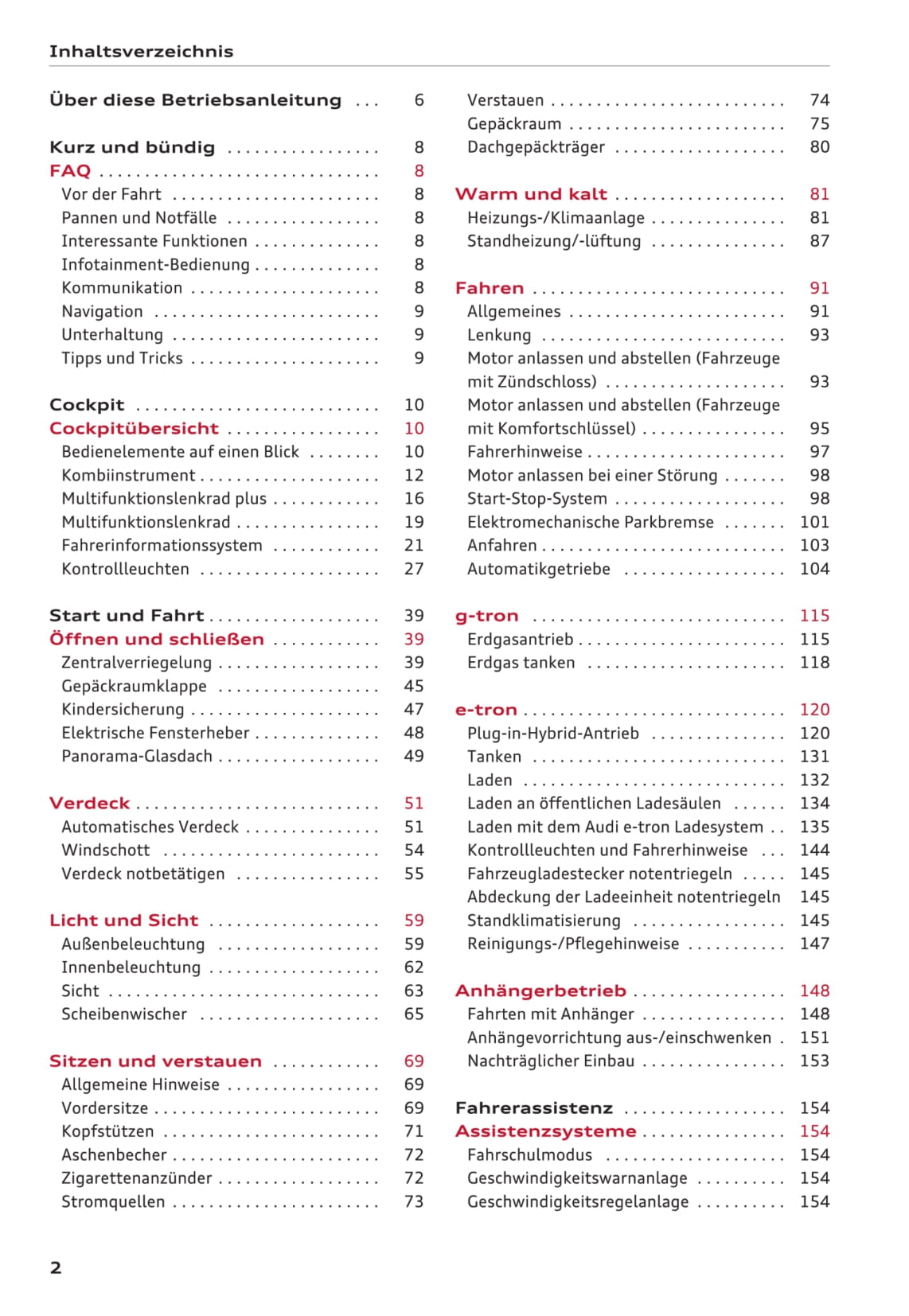 2016-2017 Audi A3/A3 Cabriolet/A3 Limousine/A3 Sportback/A3 Sportback e-tron/A3 Sportback g-tron/S3/S3 Cabriolet/S3 Limousine/S3 Sportback Owner's Manual | German