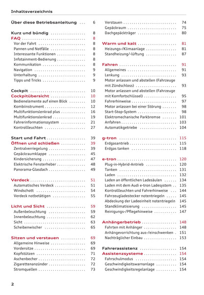 2016-2017 Audi A3/A3 Cabriolet/A3 Limousine/A3 Sportback/A3 Sportback e-tron/A3 Sportback g-tron/S3/S3 Cabriolet/S3 Limousine/S3 Sportback Owner's Manual | German