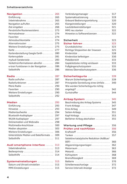 2016-2017 Audi A3/A3 Cabriolet/A3 Limousine/A3 Sportback/A3 Sportback e-tron/A3 Sportback g-tron/S3/S3 Cabriolet/S3 Limousine/S3 Sportback Owner's Manual | German