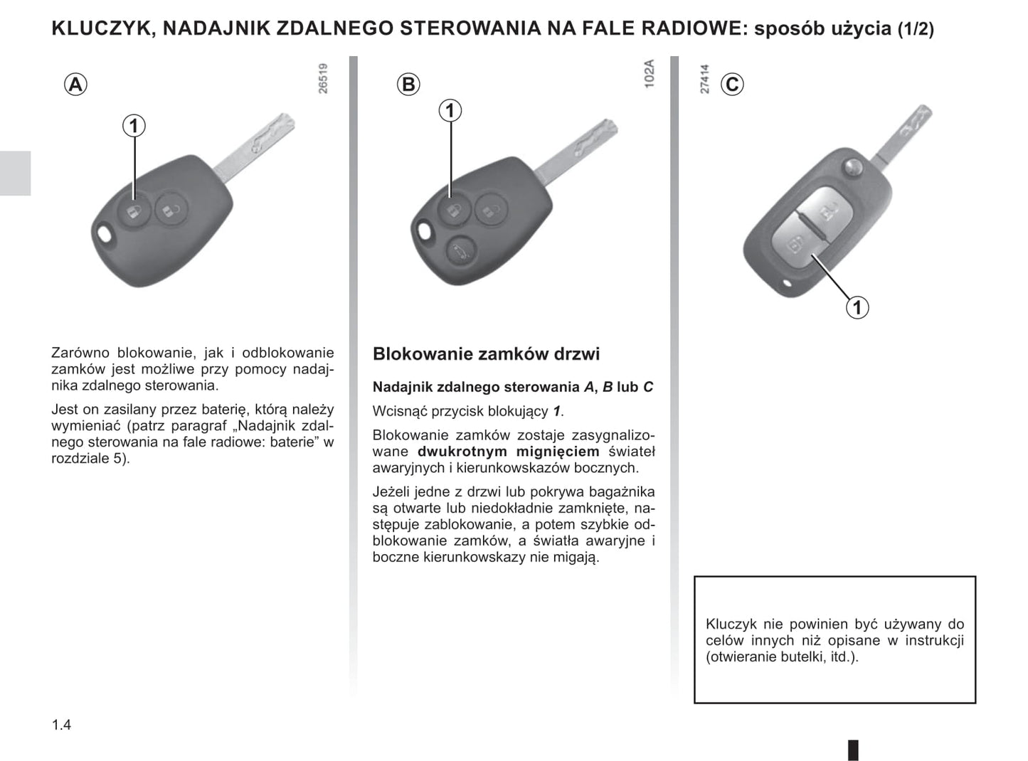 2019-2020 Renault Kangoo Owner's Manual | Polish