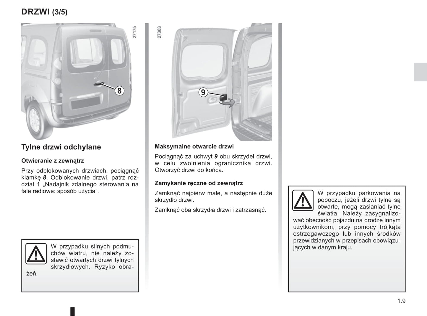 2019-2020 Renault Kangoo Owner's Manual | Polish