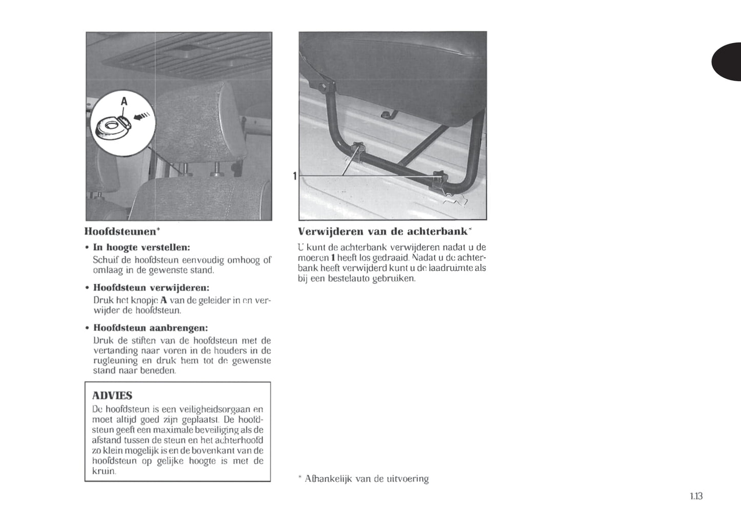 1998-1999 Renault Trafic Owner's Manual | Dutch