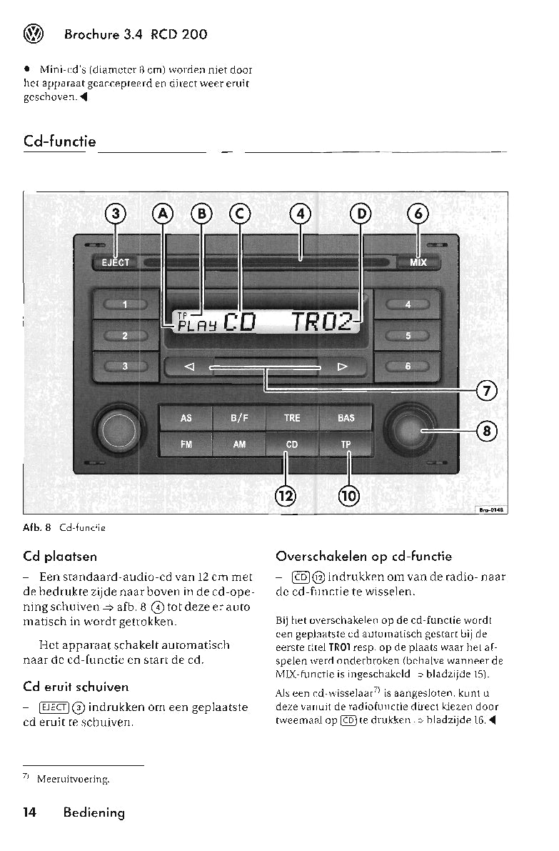 Volkswagen Radio RCD 200 Handleiding 2005