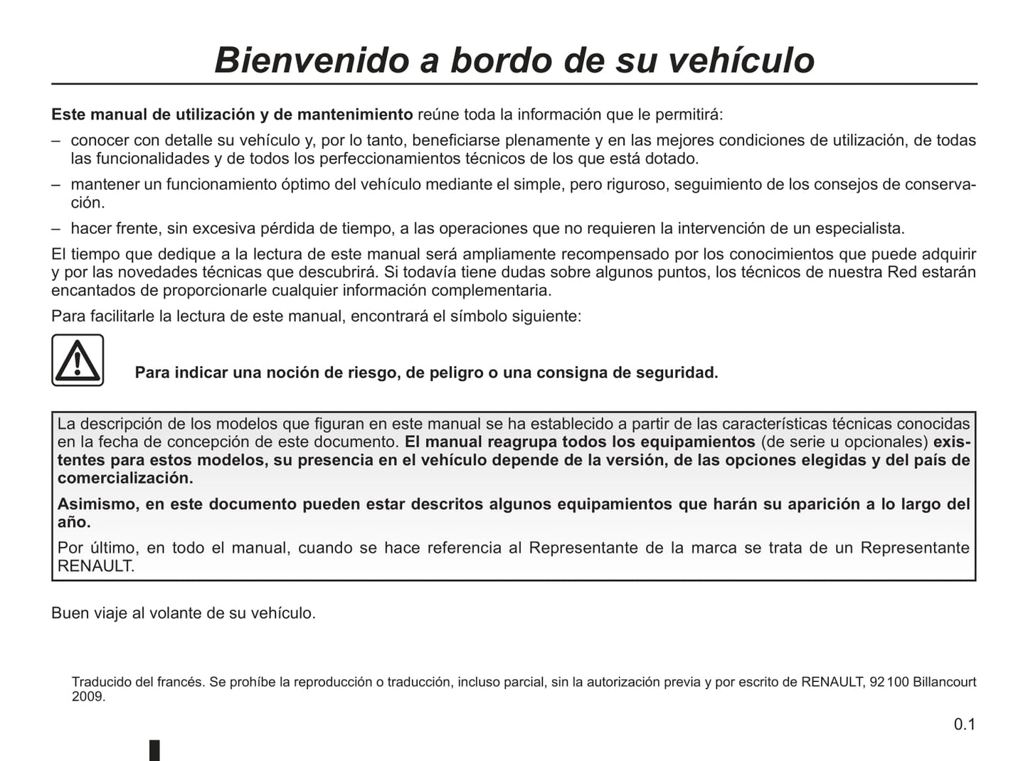 2009-2010 Renault Vel Satis Owner's Manual | Spanish