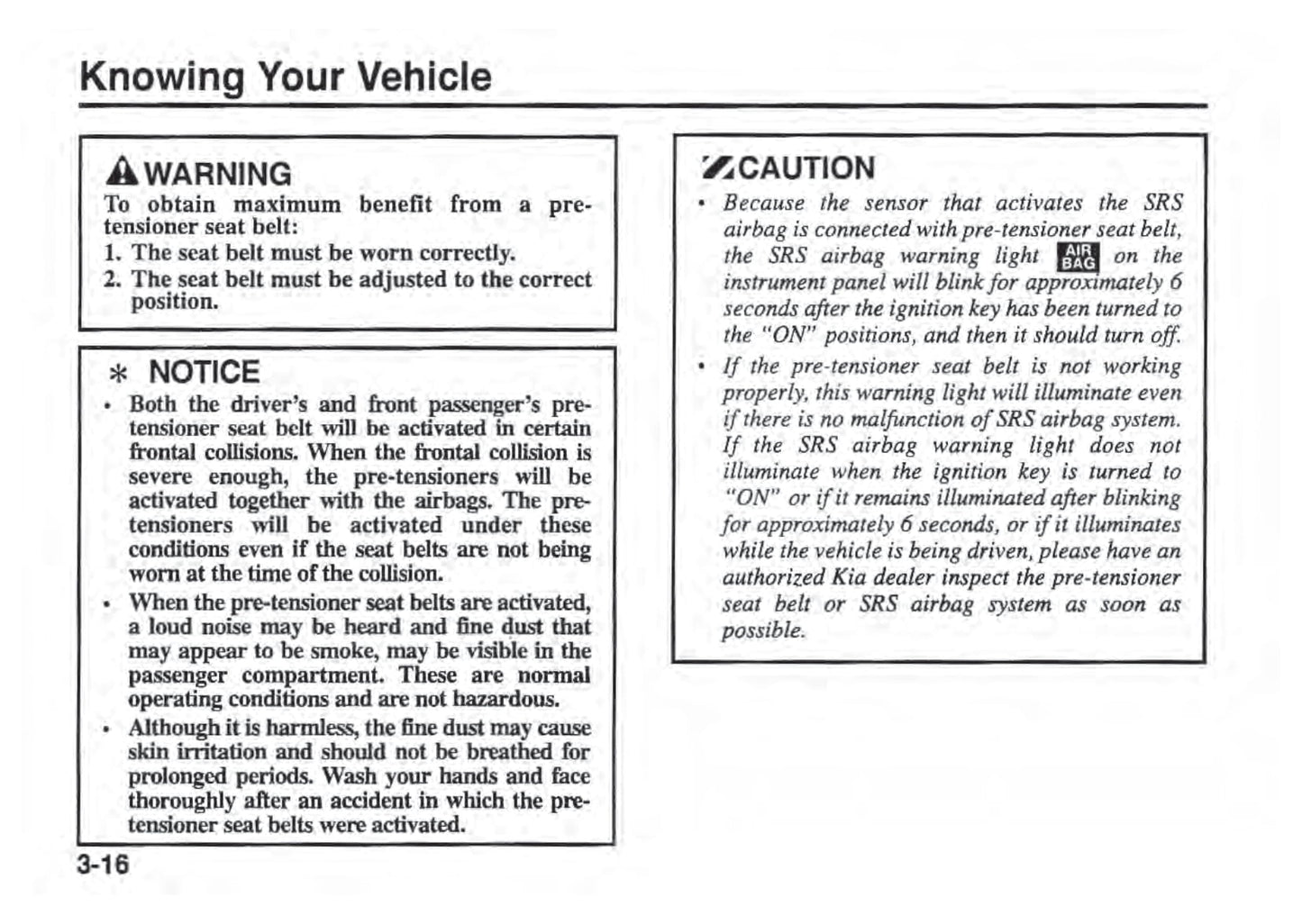 2001 Kia Sephia Owner's Manual | English