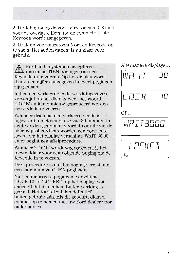 Ford Audio Handleiding 1996