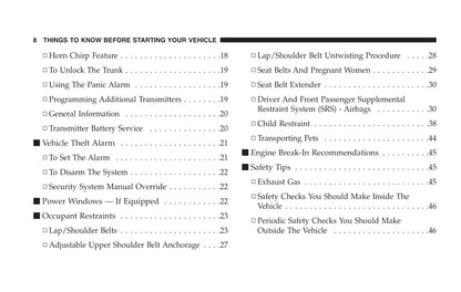 2005 Dodge Neon SRT-4 Owner's Manual | English