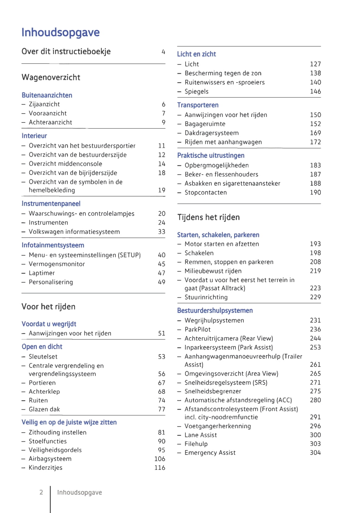 2014-2019 Volkswagen Passat Owner's Manual | Dutch