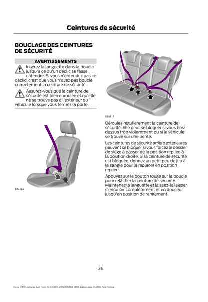 2015 Ford Focus Gebruikershandleiding | Frans