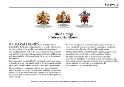 2002-2003 Jaguar XK Owner's Manual | English