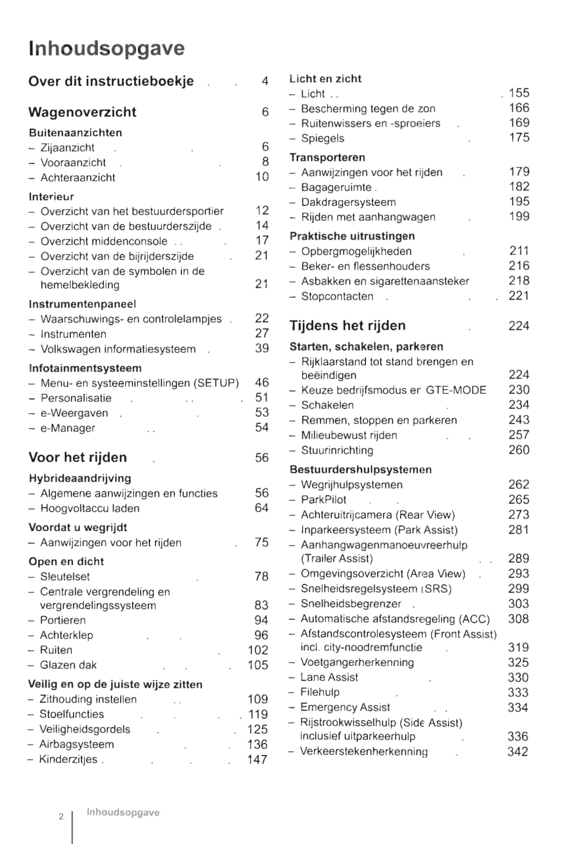 2015-2019 Volkswagen Passat GTE Owner's Manual | Dutch