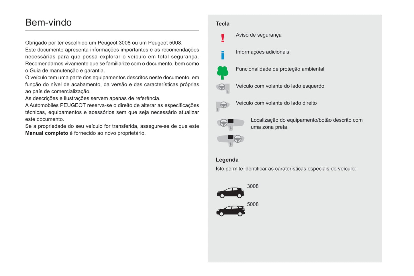 2020-2022 Peugeot 3008/5008/3008 Hybrid/3008 HYbrid4 Owner's Manual | Portuguese