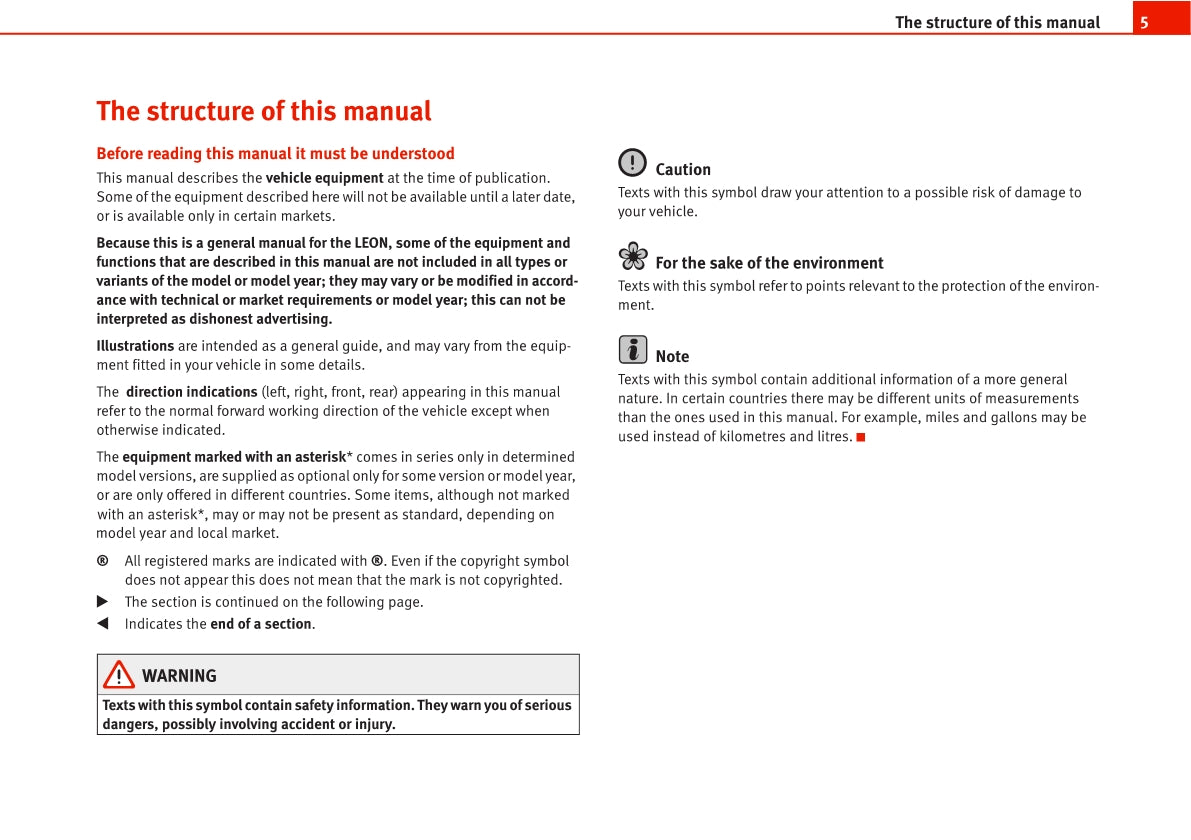 2005-2006 Seat Leon Owner's Manual | English