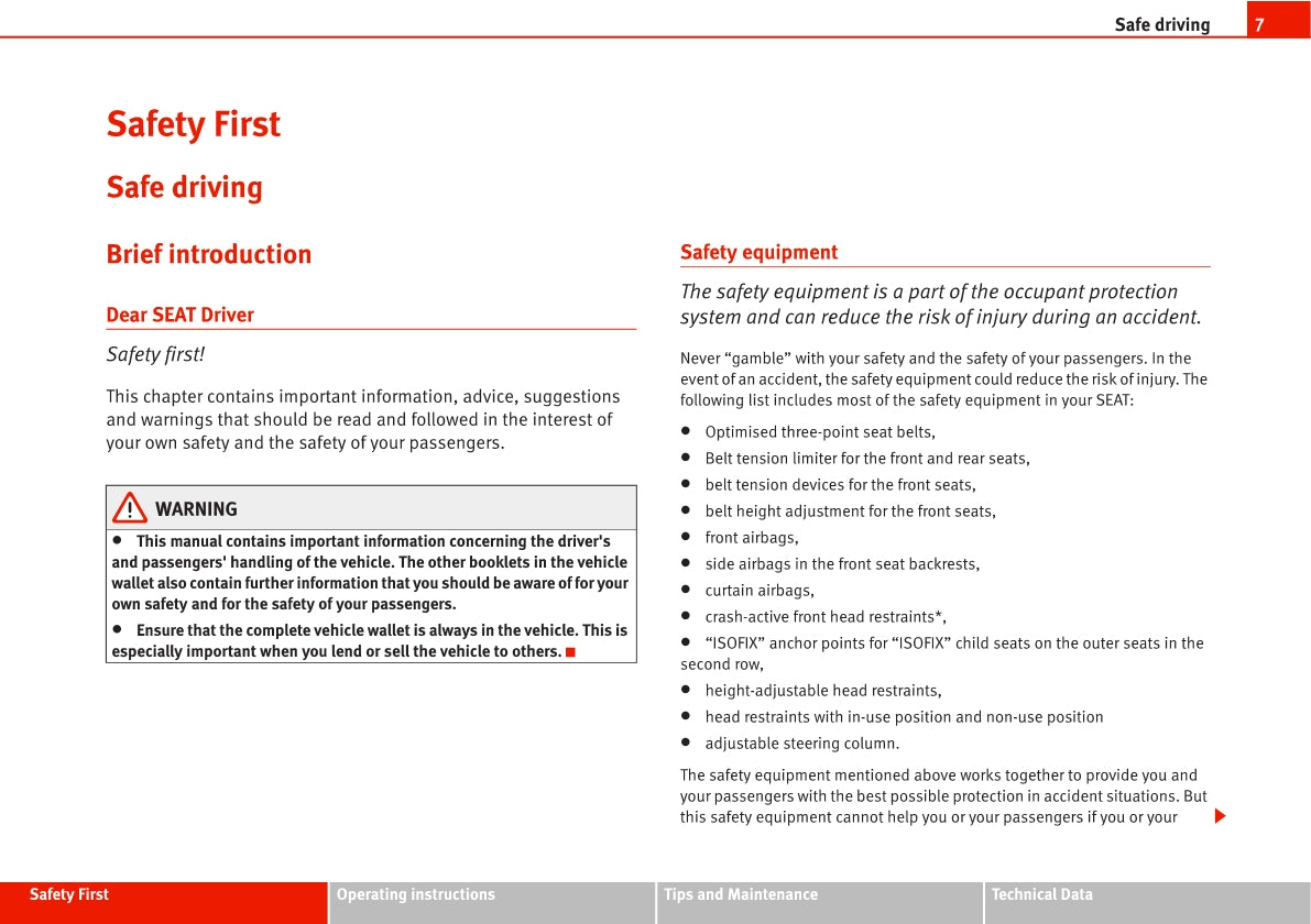 2005-2006 Seat Leon Owner's Manual | English