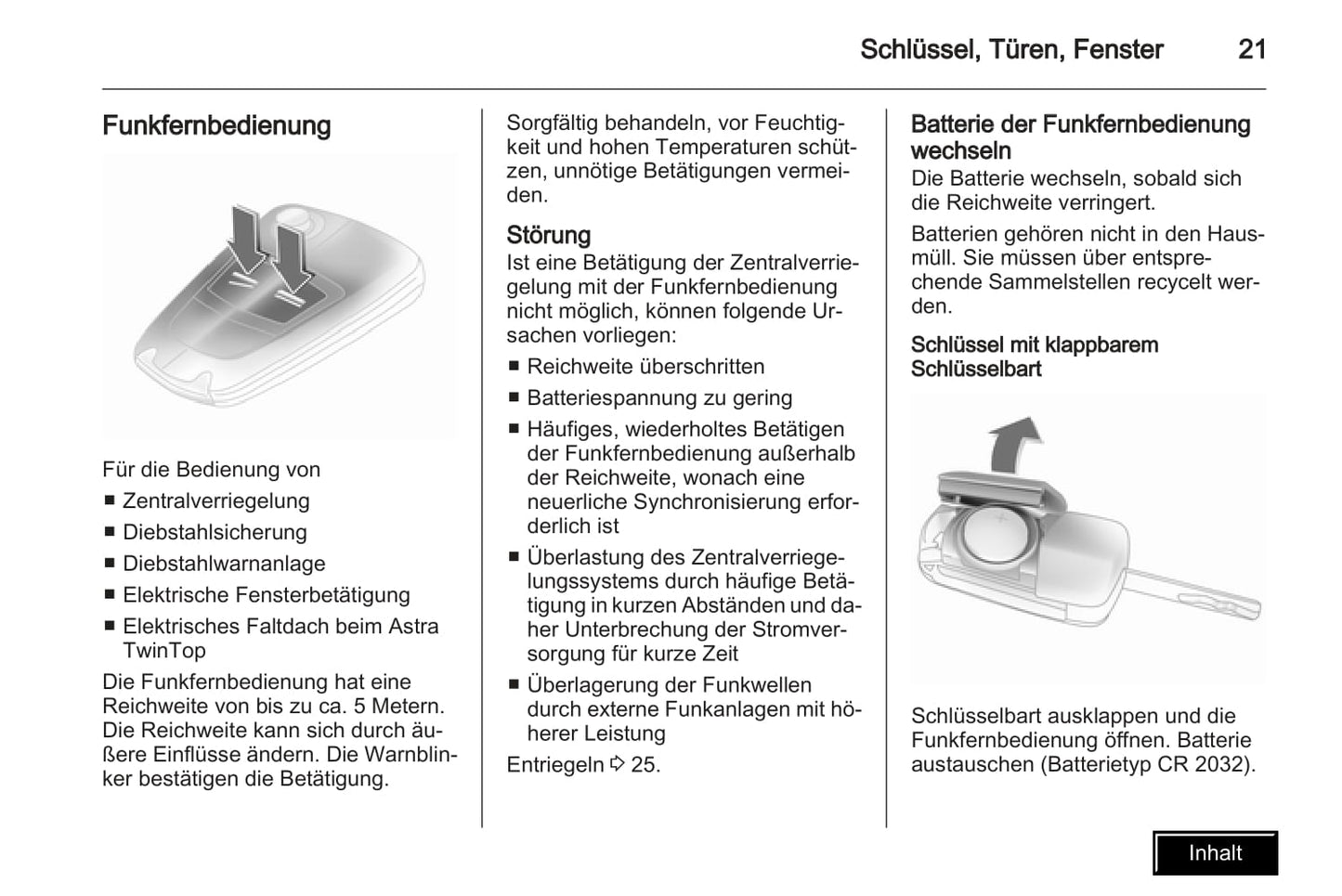 2009-2010 Opel Astra Owner's Manual | German