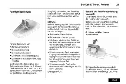 2009-2010 Opel Astra Owner's Manual | German