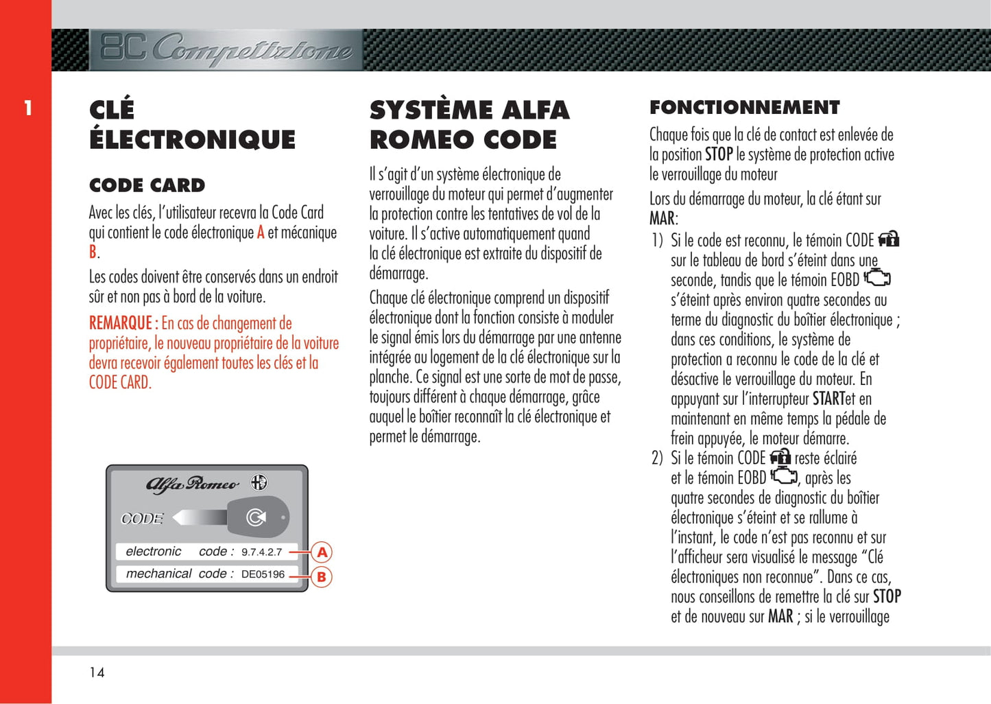 2008 Alfa Romeo 8C Competizione Owner's Manual | French