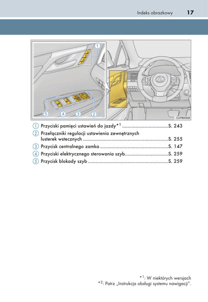 2017-2019 Lexus RX 300/RX 350/RX 350L Owner's Manual | Polish