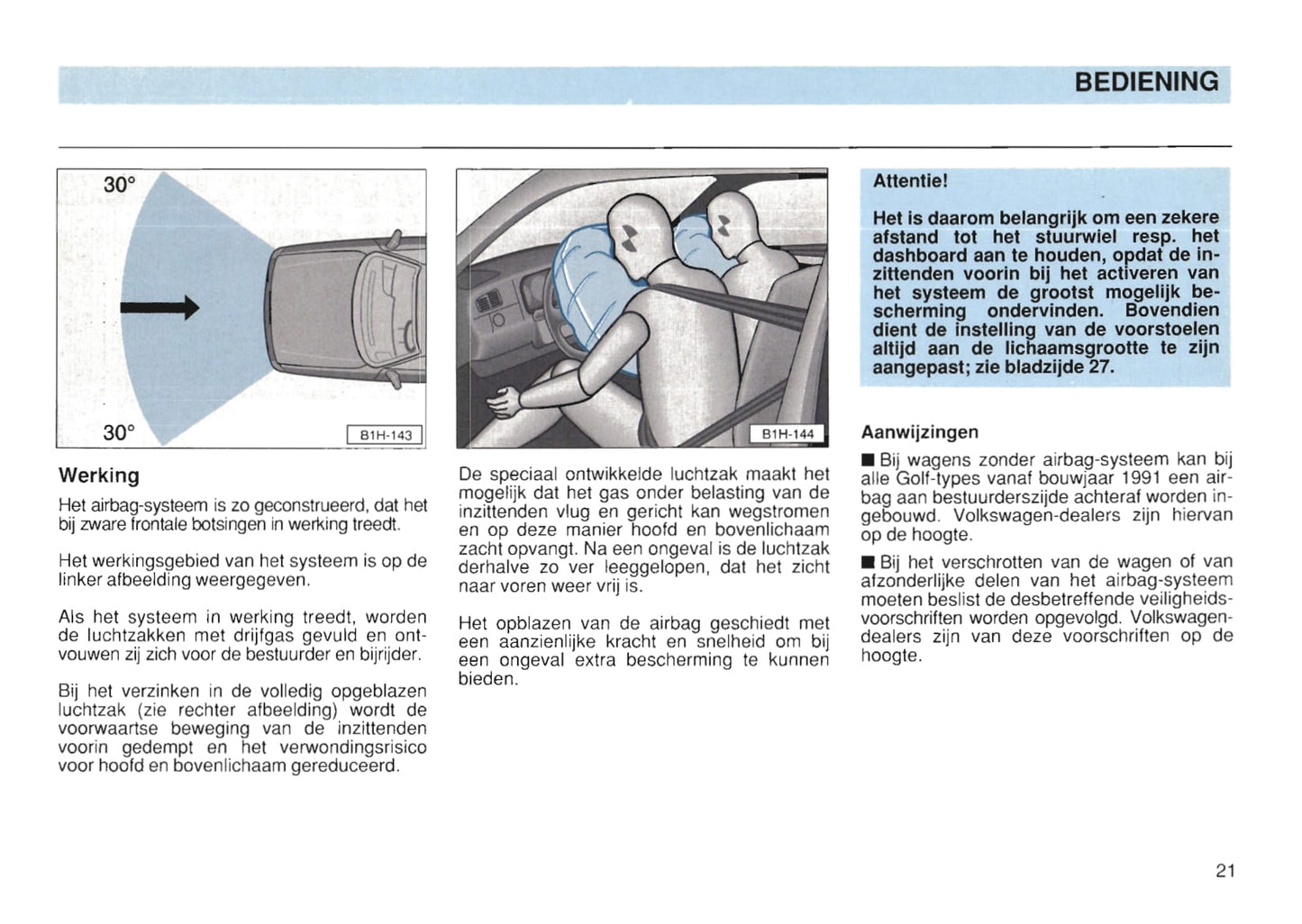 1991-1997 Volkswagen Golf Gebruikershandleiding | Nederlands