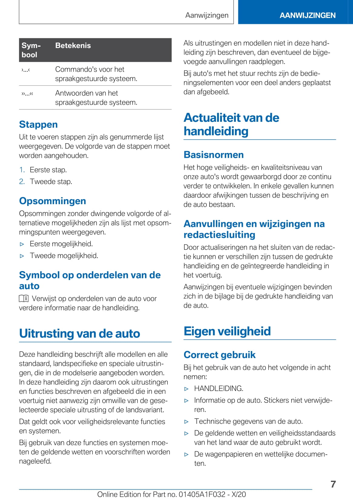 2020-2021 BMW X1 Owner's Manual | Dutch