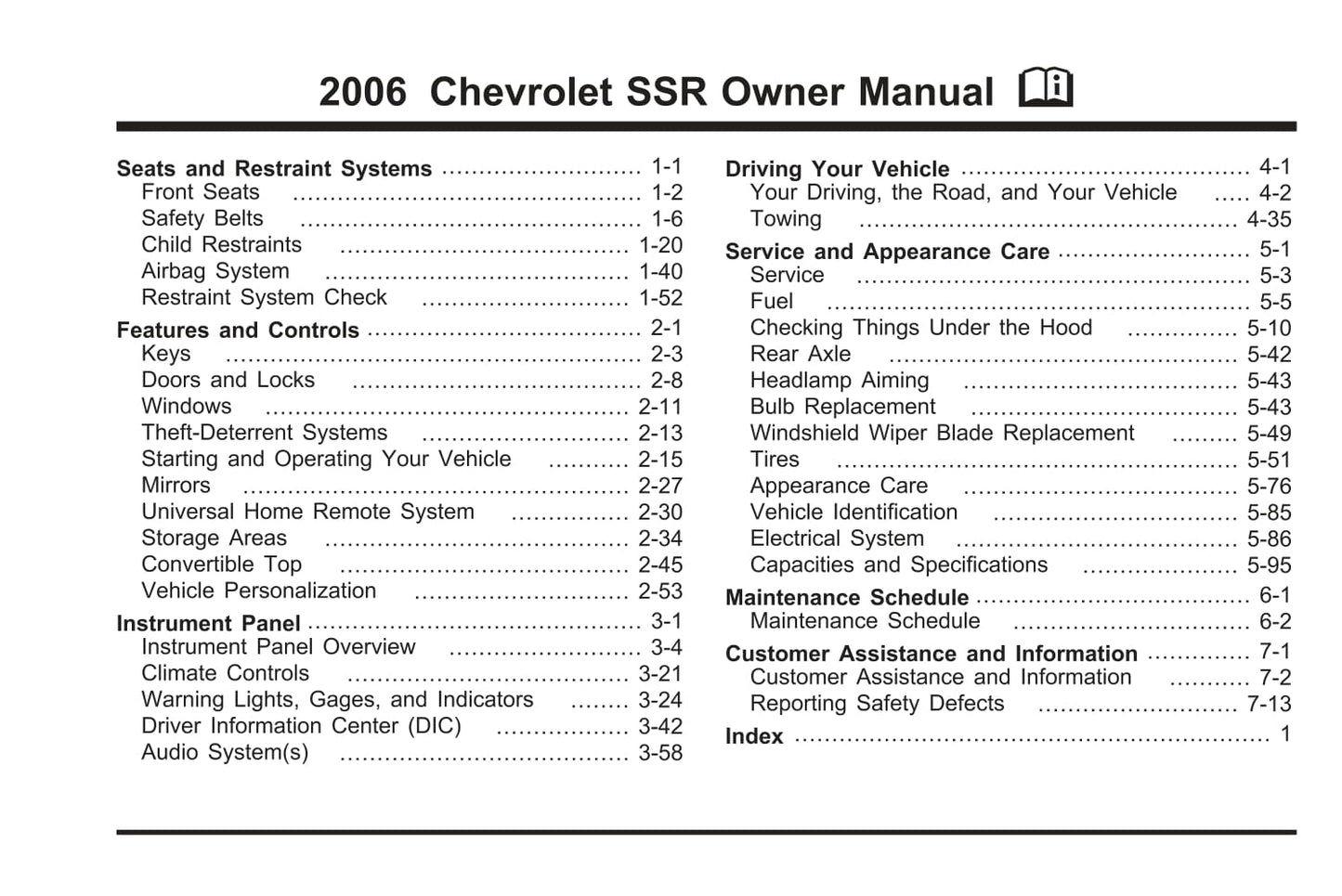 2006 Chevrolet SSR Owner's Manual | English