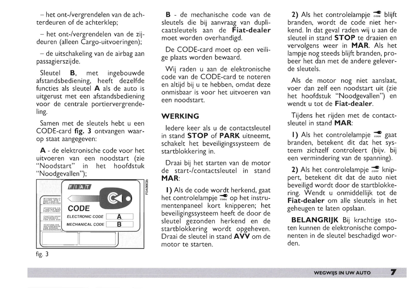 2003-2004 Fiat Doblò Owner's Manual | Dutch