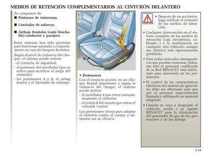 2001-2002 Renault Avantime Bedienungsanleitung | Spanisch