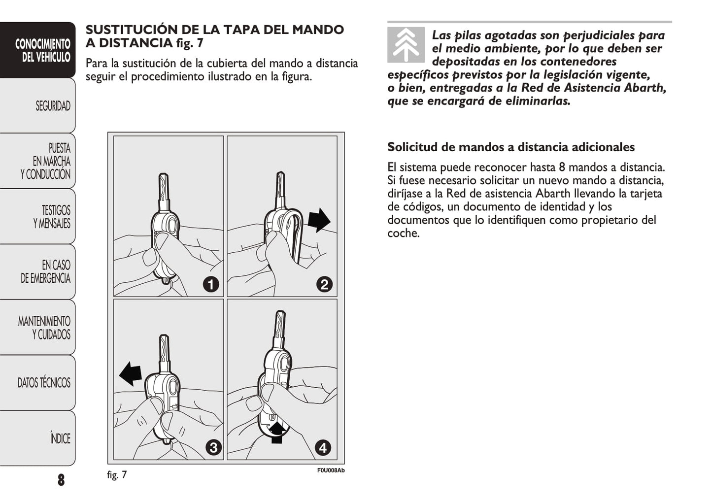 2009-2012 Abarth Punto Evo Manuel du propriétaire | Espagnol