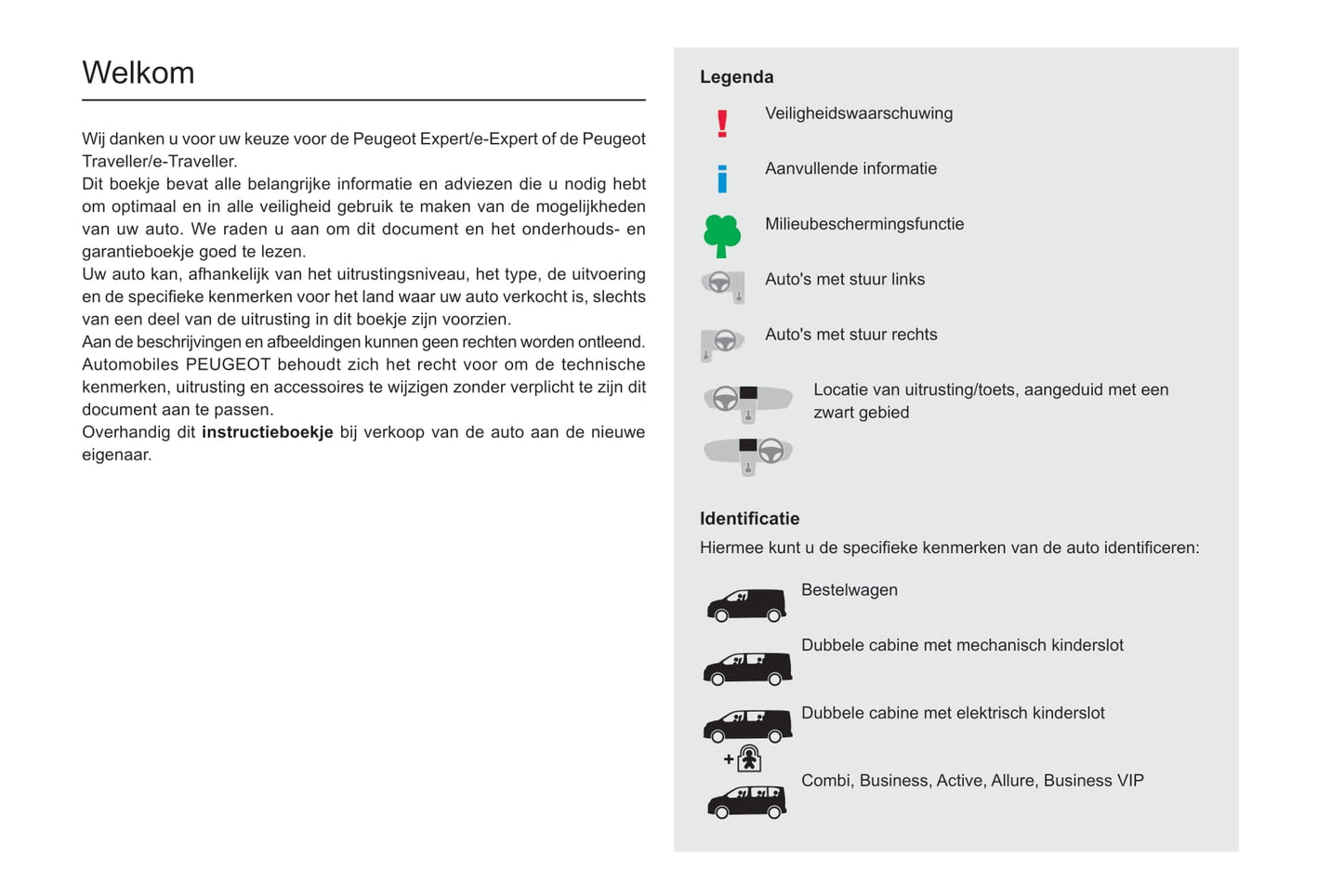 2020-2021 Peugeot Expert/Traveller Owner's Manual | Dutch