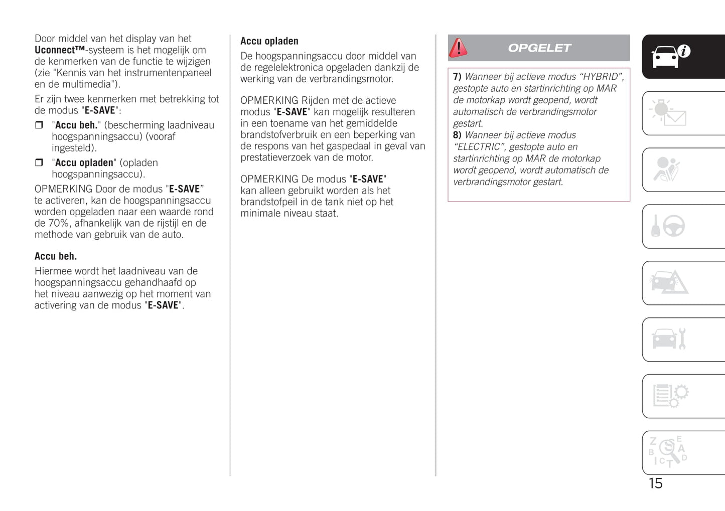 2020-2021 Jeep Renegade 4xe Owner's Manual | Dutch