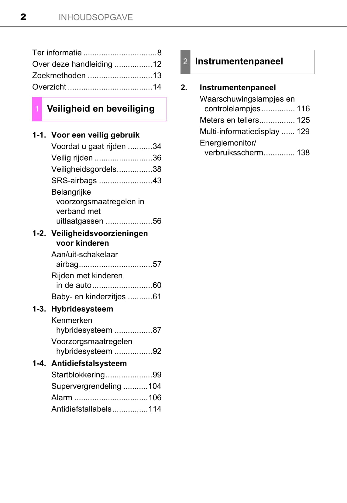 2016-2018 Toyota C-HR Hybrid Owner's Manual | Dutch