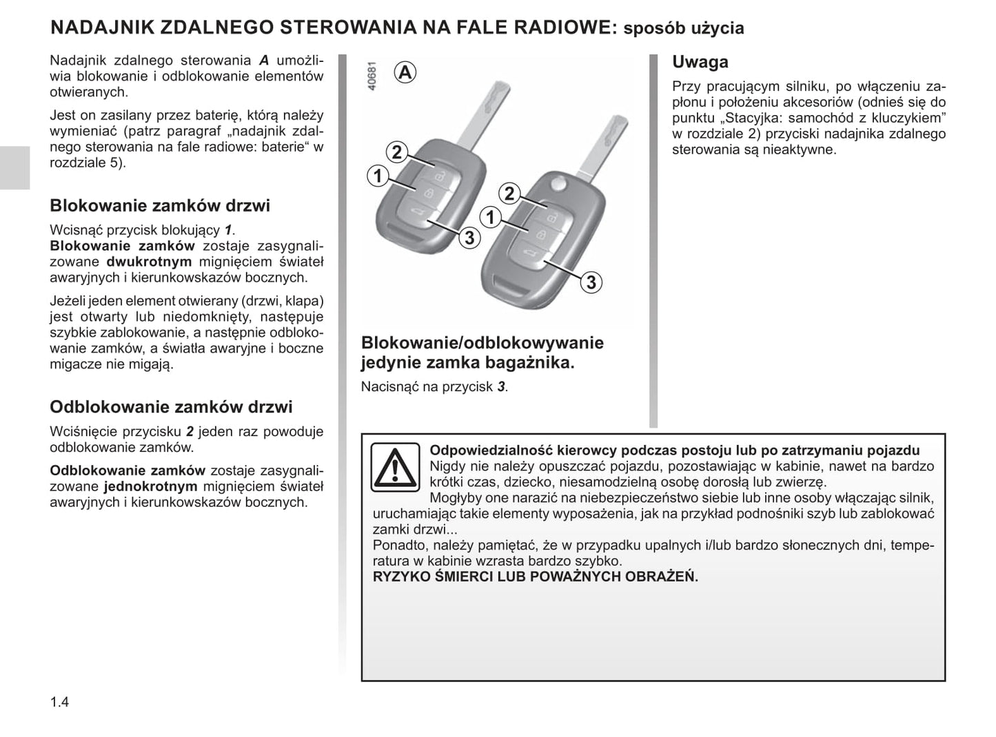 2018-2019 Renault Mégane Owner's Manual | Polish