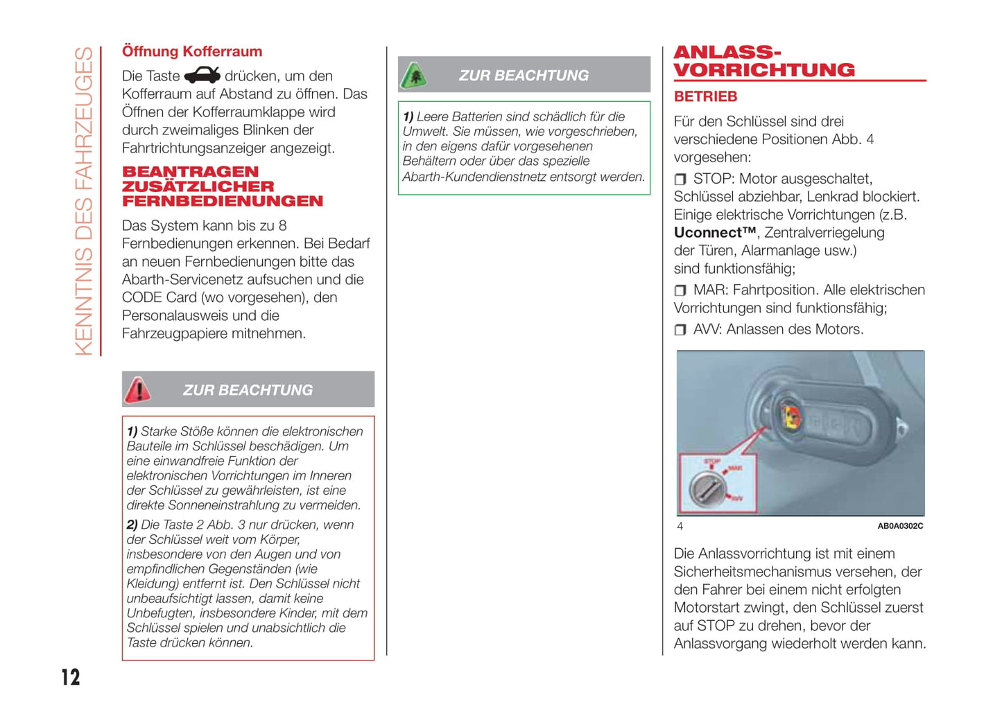 2016-2017 Abarth 500 Owner's Manual | German